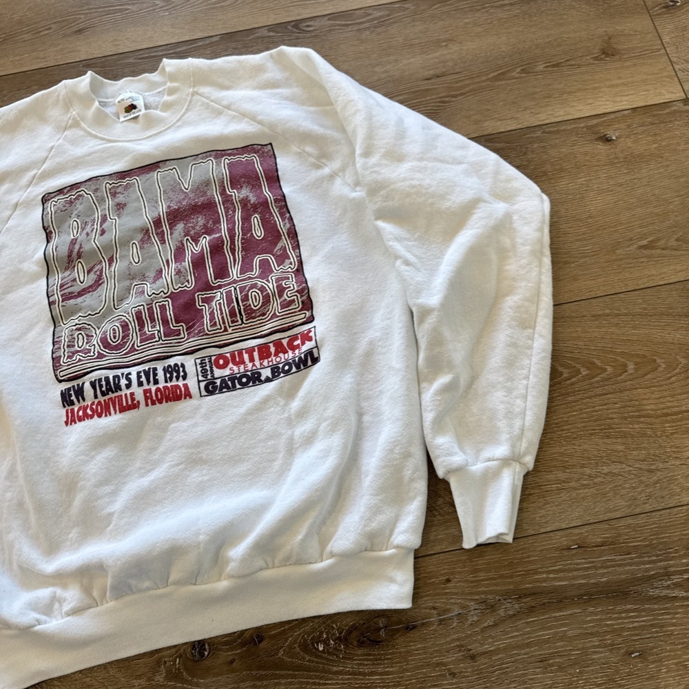 Vintage Alabama Crimson Tide Sweatshirt Mens XL Pullover Crewneck White 90s - Picture 6 of 8